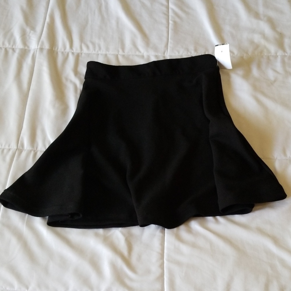 High Waisted Black Skater Skirt